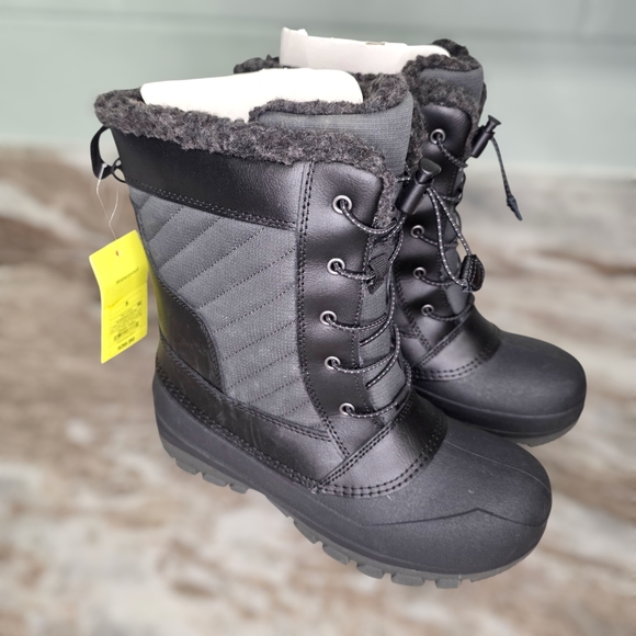 All In Motion Skylar Lace-Up Winter Boots - No Tie Black Big Kids size 5 - Picture 1 of 10